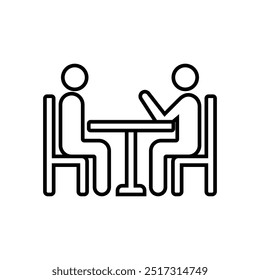 Two people are having a discussion at the dining table Hotel Restaurant and other Facilities Icon