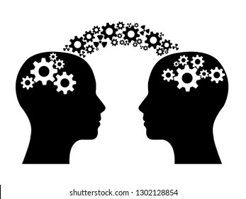 two people having knowledge exchange side view vector