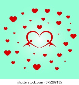 two people with heart shape concept , vector illustrator