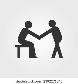 Two people helping each other icon - Simple Vector Illustration