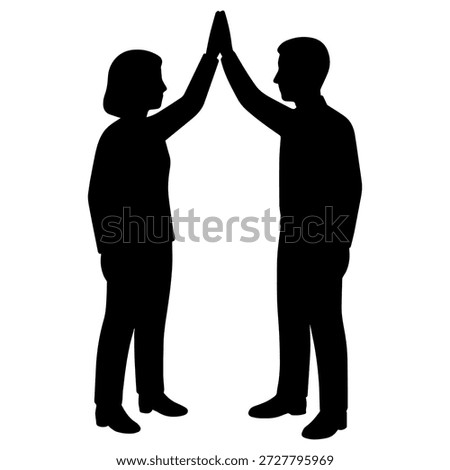 Two people high-fiving in office attire Silhouette icon. Ideal for use as a, icon, web graphic design, and infographic concepts 