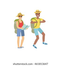 Two People Hiking With Map