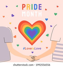 Two people holding hands. Celebrating LGBT pride month.