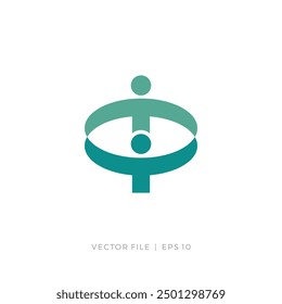 two people holding hands in an oval shape logo