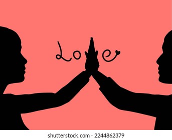 Two people holding hands vector
