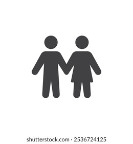 Two people holding hands vector icon. filled flat sign for mobile concept and web design. Couple Holding Hands glyph icon. Symbol, logo illustration. Vector graphics