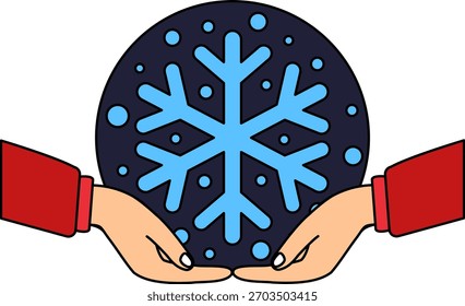 Two people holding a snowflake