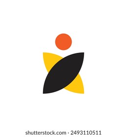 Two people hugging icon logo. The simple logo of flowers and circles resembles people embracing.