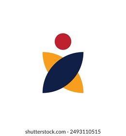 Two people hugging icon logo. The simple logo of flowers and circles resembles people embracing.