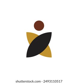Dos personas abrazando el logo del ícono. El logotipo simple de flores y círculos se parece a las personas que abrazan.