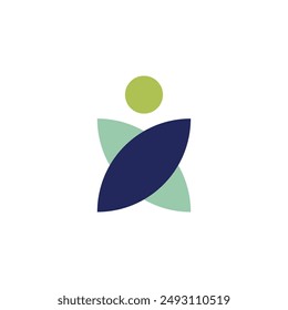 Two people hugging icon logo. The simple logo of flowers and circles resembles people embracing.