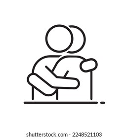 Two people hugging , icon, vector.