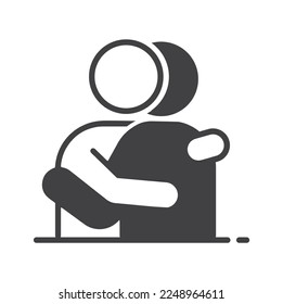 Two people hugging , icon, vector.