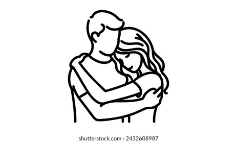 Two people hugging , icon, vector illustration on white background