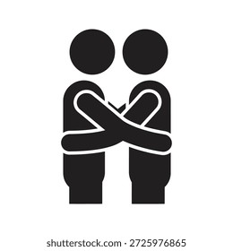 Zwei Menschen Symbol Umarmung Umarmung Freundschaft für soziale Verbindung Liebe Unterstützung und Gruß Partner Beziehung Team Bindung zusammen