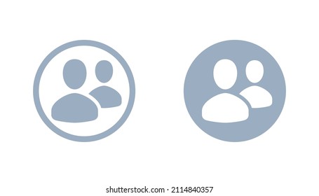 Zwei Personen-Icon-Set, runder Rahmen, Vektorgruppenbenutzergrafik-Set