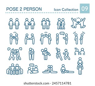 Two people icon set, vector illustration