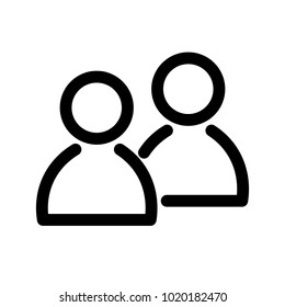 Two People Icon. Symbol Of Group Or Pair Of Persons, Friends, Contacts, Users. Outline Modern Design Element. Simple Black Flat Vector Sign With Rounded Corners.