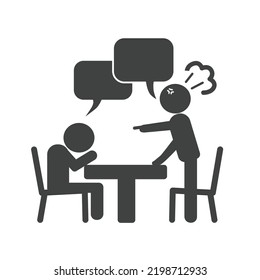 Two people icon talking with anger at the table. vector illustration eps10.