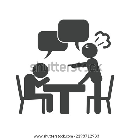 Two people icon talking with anger at the table. vector illustration eps10.