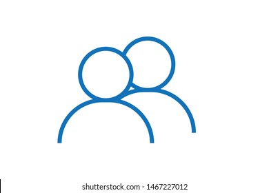 Two people icon vector (blue version)