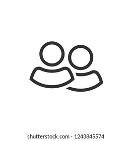 Two people icon vector, line outline two persons together isolated symbol, idea of couple shape or team group community pictogram, partnership or friends concept 