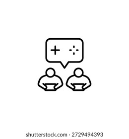 Dos Personas que interactúan con el contenido digital delinean el icono de los juegos en línea