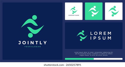 Two people jointly logo design template