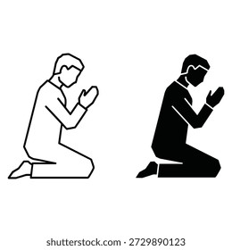 Dos personas arrodilladas en oración con las manos juntas una de blanco y otra de negro rezando
