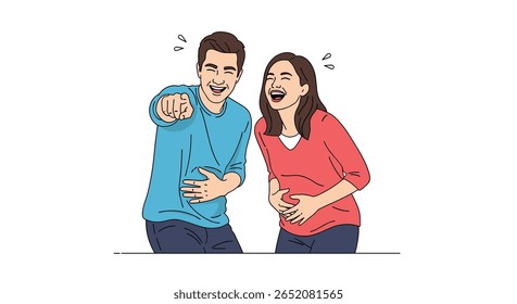 Duas pessoas rindo calorosamente juntas compartilhando um momento de pura alegria e diversão
