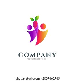 Two people with leaf logo design suitable for health and care