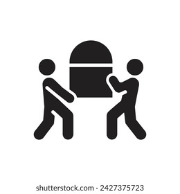 Two people lifting a heavy object icon