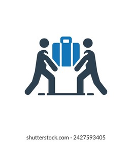 Two people lifting a heavy object icon