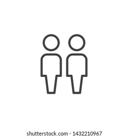 Two People line icon. Work Group Team linear style sign for mobile concept and web design. Group of people outline vector icon. Symbol, logo illustration. Vector graphics