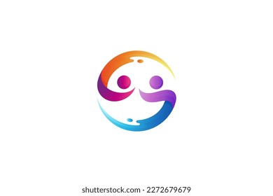 two people logo in circle shape with water splash effect