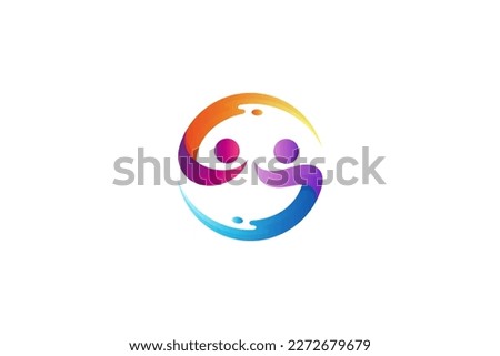 two people logo in circle shape with water splash effect