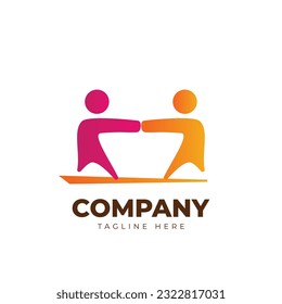 Two people logo design Vector illustration