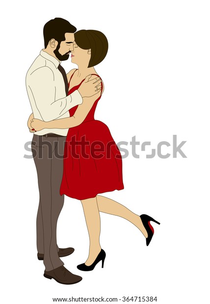 Two People In Love Hugging Illustration Vector 