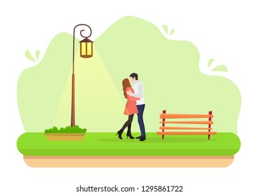 Two people in love on Valentine's Day or March 8. The concept of love for the holiday. Cartoon style flat illustration.