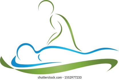 Two people, massage and orthopedic logo