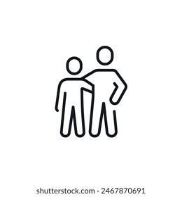 Two people. Mentor linear icon. Team line customizable illustration. Contour symbol. Vector isolated outline drawing. Editable stroke