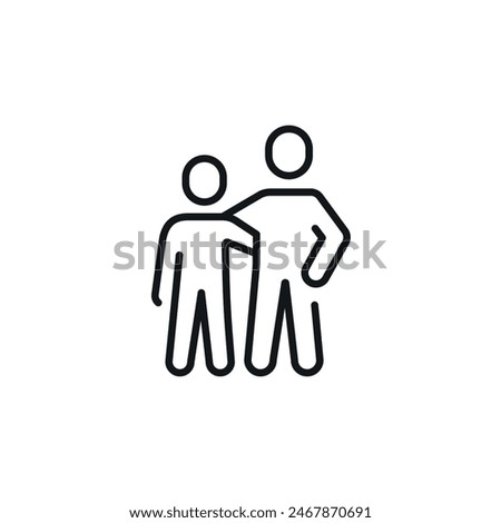 Two people. Mentor linear icon. Team line customizable illustration. Contour symbol. Vector isolated outline drawing. Editable stroke