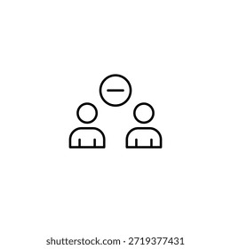 Duas pessoas e menos, remover usuários do grupo. Pixel perfeito, ícone de vetor de traçado editável