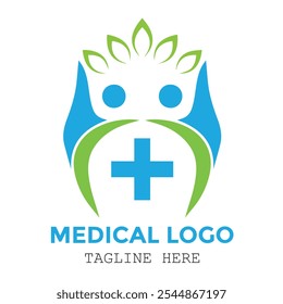 Duas pessoas folha natural profissional saudável gestão médica logotipo moderno moderno design moderno
