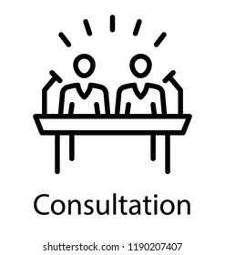 Two people on table symbolising consultation icon