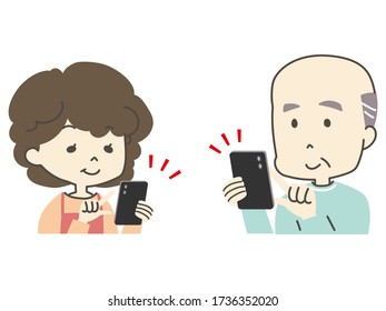 Two people operating a smartphone