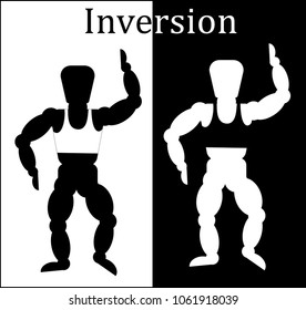 Two people of the opposite color, color inversion