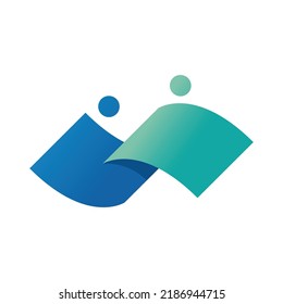 papel de dos personas Icono de logotipo de ilustración de vector