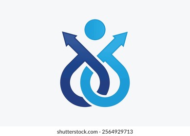 Two People Partner Arrow Connected Logo Design Element