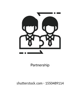 two people partnership icon linear vector, successful business people exchange